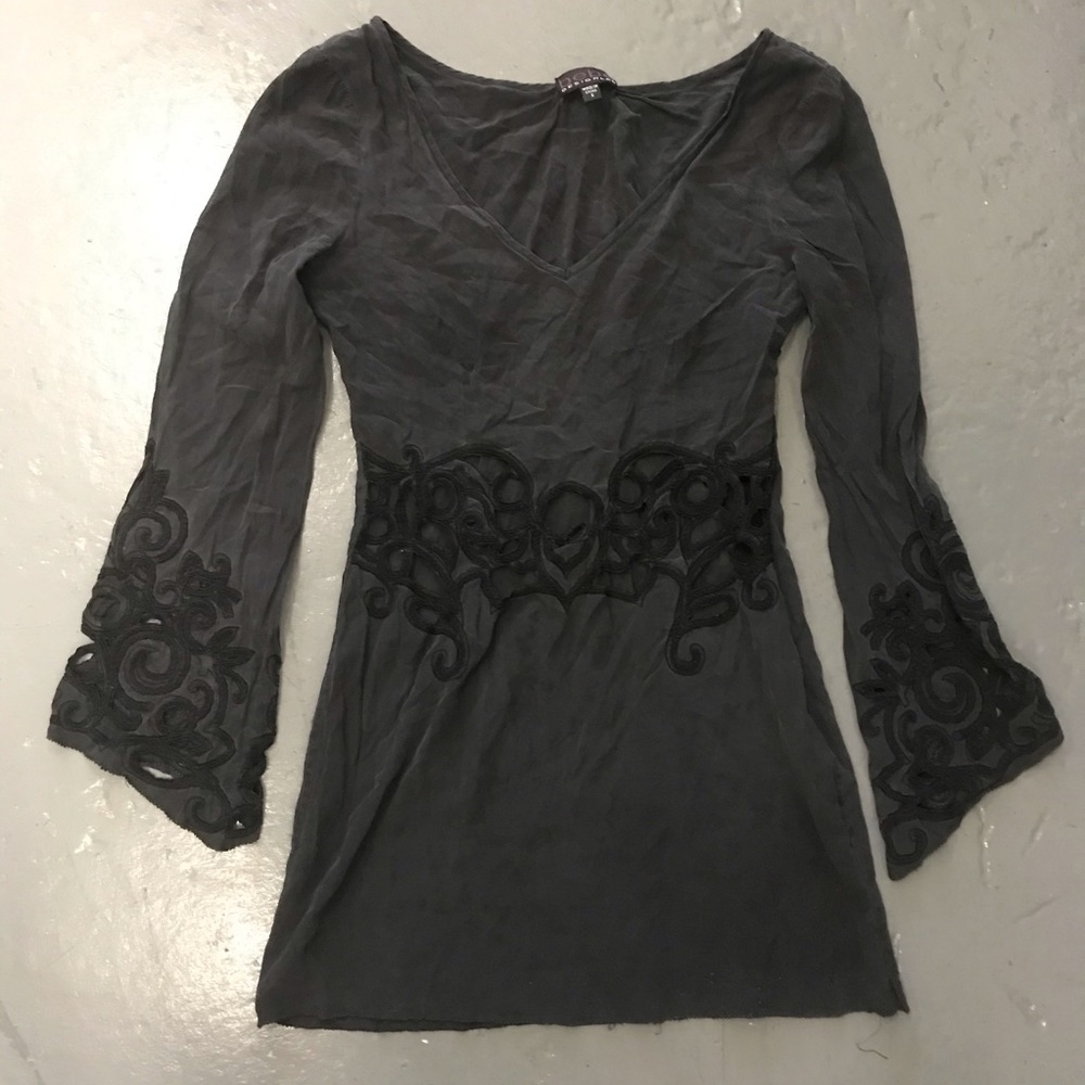Y2K Bebe mini dress / tunic top black sheer lace gothic